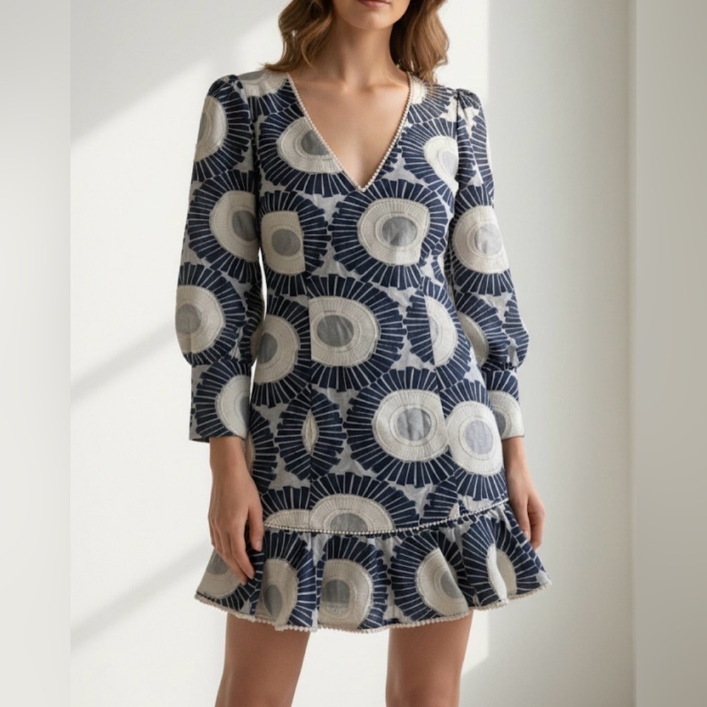 Bebe Navy Balloon Sleeve Dress Sz 0
